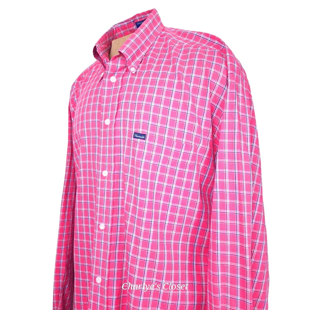 Faconnable Mens Button Down Shirt XL Pink Plaid Cotton Resortcore Made in USA - Picture 6 of 8